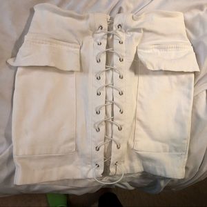 White lace up skirt